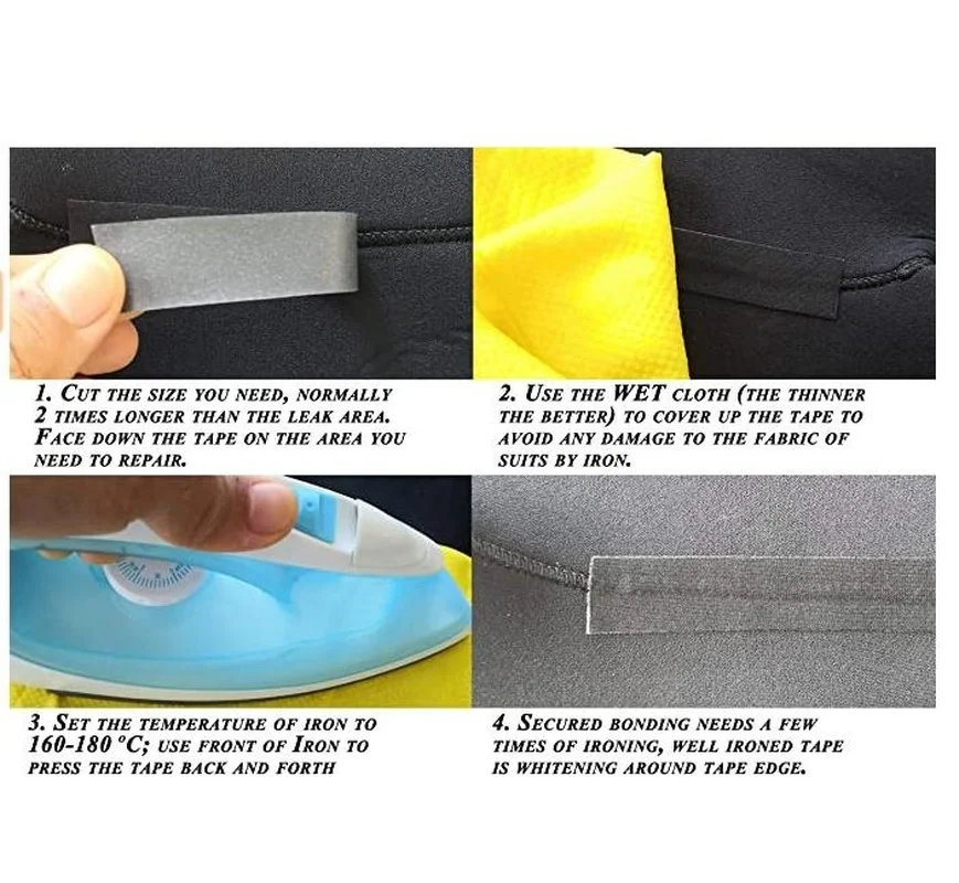 164 Feet Iron on Seam Sealing Tape T-2000X Hot Melt 3-Layer Waterproof Wetsuit Repair Patch Clothing Wader Rain Jacket Pants