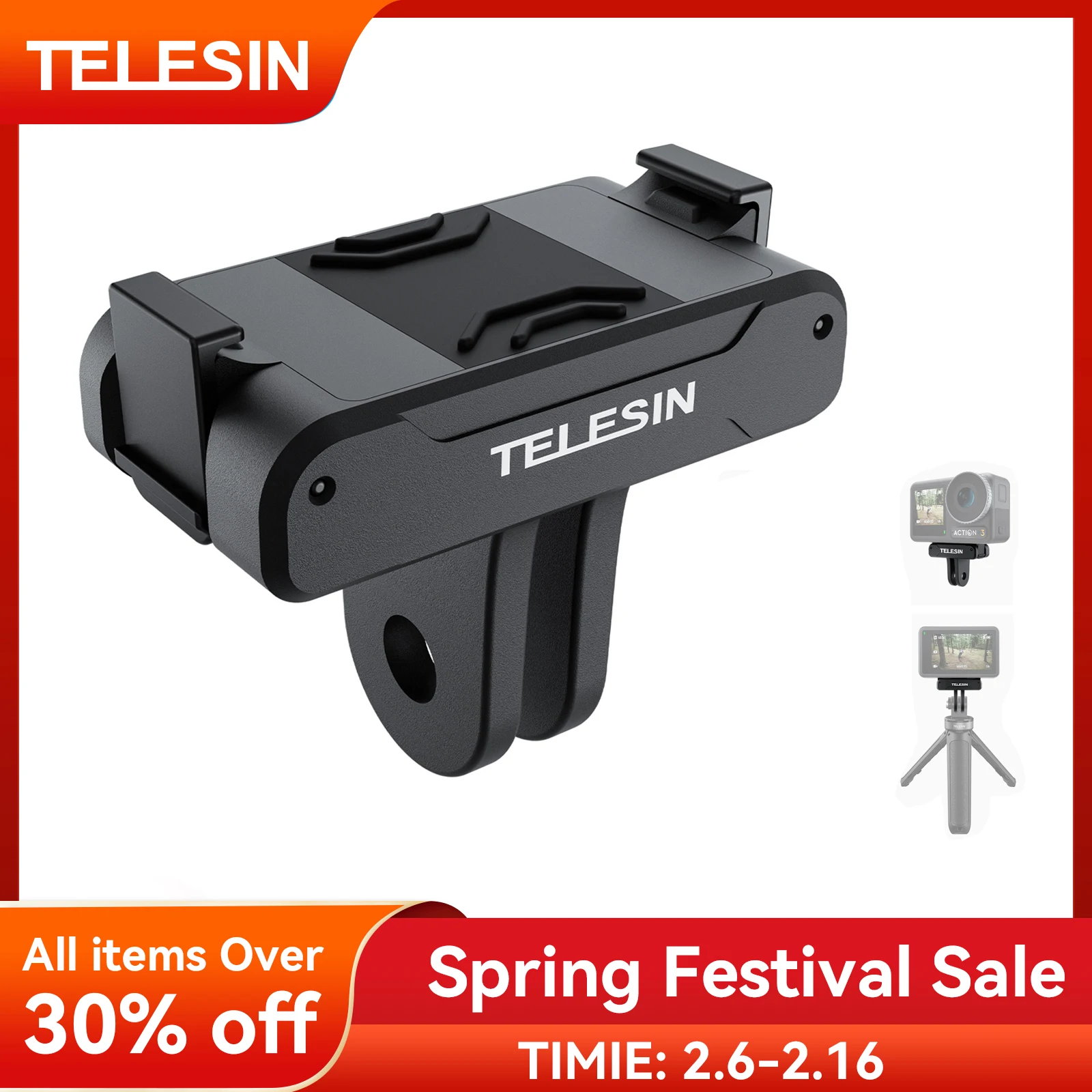 Telescopin Magnetic Two Claw Adapter Action Camera Accessori Per Dji Osmo Action 3 4 Adapter