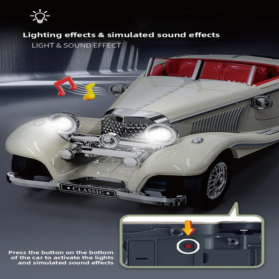 1pcs Mini Vehicle Vintage Car Model Toy Diecasts Sport Car Toys with Sound and Light Pull Back Vehicles for Children's Gifts - 2