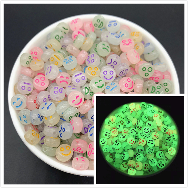 7mm Luminous Letter Beads Alphabet Acrylic Spaced Beads For Jewelry Making DIY Charms Bracelet Necklac