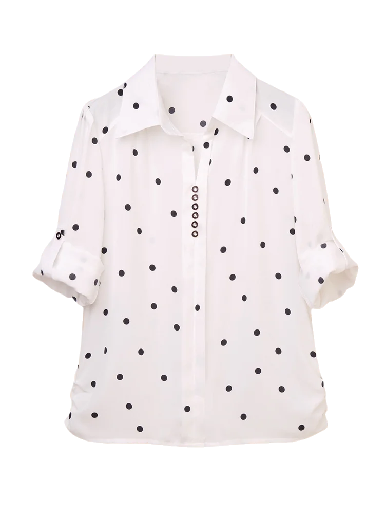 Shiusina Women's Polka Dot 3/4 Sleeve Blouse Tops