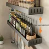 Wall Mounted Kitchen Condimenters Spice Rack Organizer Shelf Kitchen Storage Wall Shelf Organizers Hanging Hook Rack For Kitchen 2