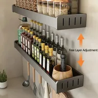 Wall Mounted Kitchen Condimenters Spice Rack Organizer Shelf Kitchen Storage Wall Shelf Organizers Hanging Hook Rack For Kitchen 2