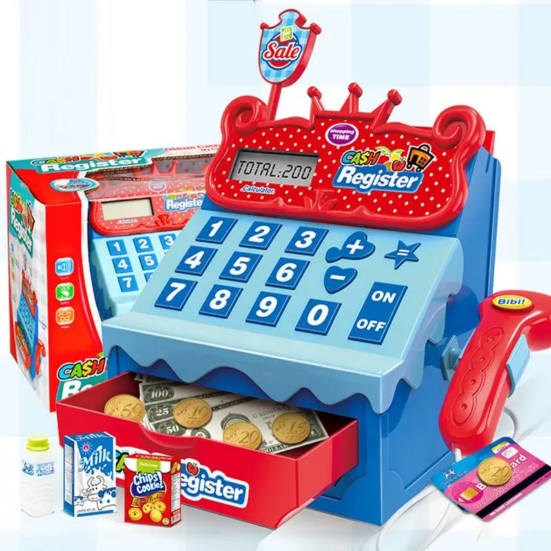 Electronic Children Pretend Play House Toys Simulation Supermarket Cash Register Game Toy Lighting And Sound Effects Toy for Kid 2