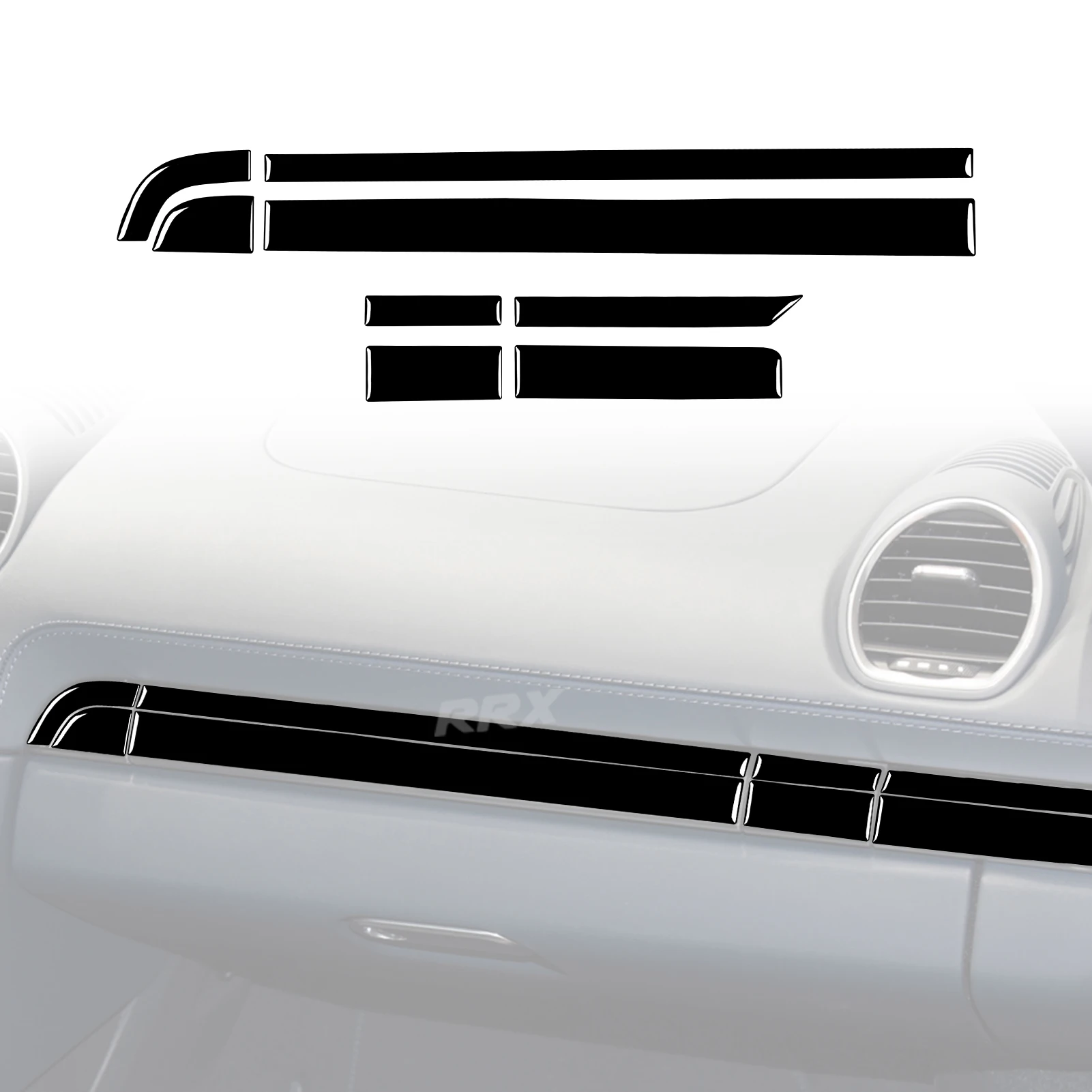 

Для Porsche 718 982 Cayman Boxster T S 2016-2022 передняя отделка пассажира декоративная Обложка Наклейка Переводные автомобильные аксессуары фортепиано черный