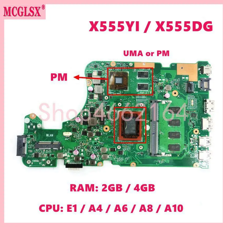 Placa-mãe para Laptop para Asus X555dg Mainboard e1 a4 a6 a8 A10 X555da X555ya X555d X555y X555dg K555d X555ba X555bp X555qa