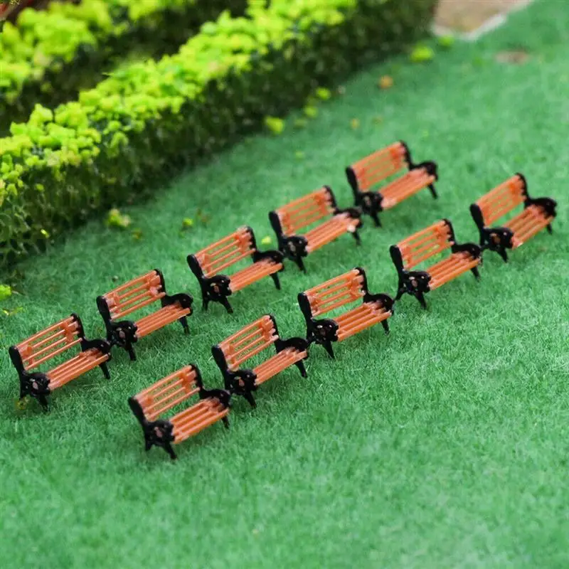 Park Benches Model 10pcs/lot Train HO Scale 1:30/50/87/100/150 Bench Chair Model Settee Railway Layout Micro Landscape Decor Toy 5