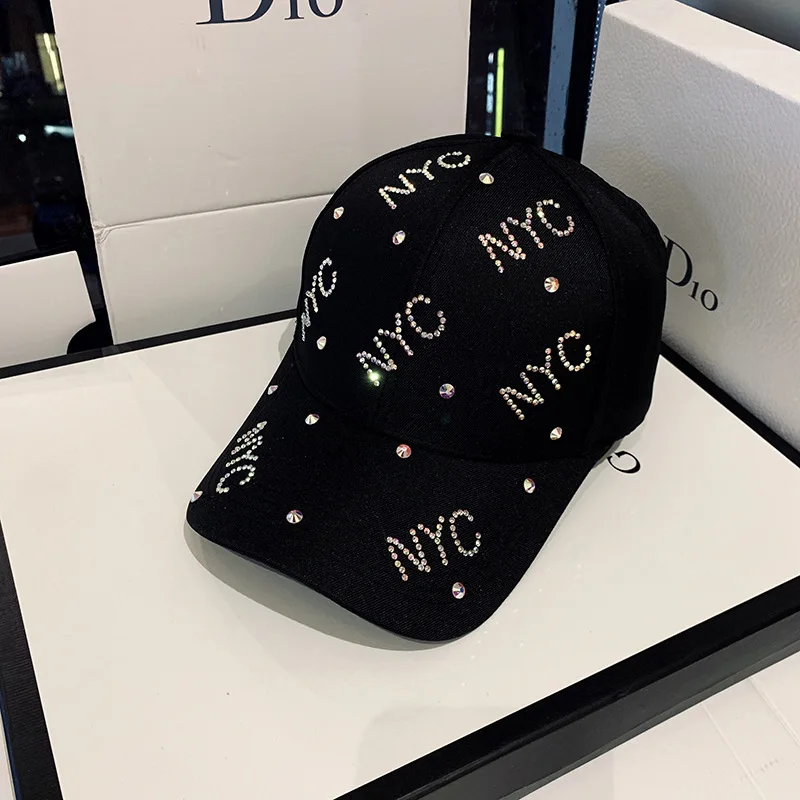 2023 New Spring/Summer Cap Women's Rhinestone Set Casual Versatile Small Fresh Duck Tongue Hat Sunscreen Sun Hat Letter Baseball 2022 new baseball hat casual letter n baseball cap spring and summer hip hop cap soft top simple female sun hat