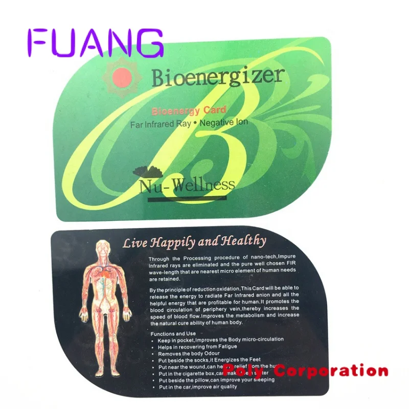 Custom  5060 Bioenergizer Negative ion  energy card with mineral Far infrared, 3000cc for healthy 85*54mm, 0.8-1.3thickness , OE infrared