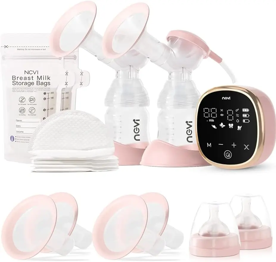 4-size-flanges-4-modes-9-levels-led-display-10-breastmilk-storage-bags-ultra-quiet-and-pain-free-breast-pumps