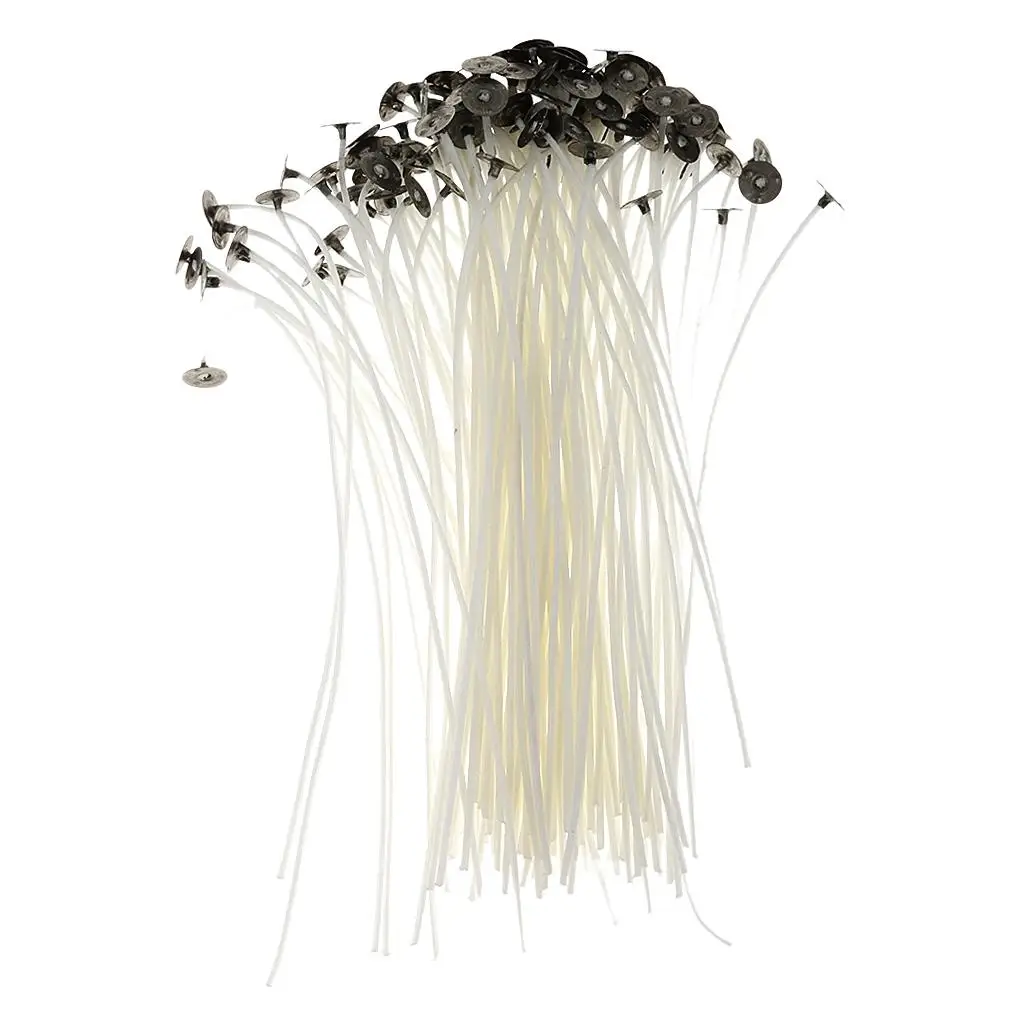 20cm Pre Waxed Wick Smokeless with Metal Sustainer for DIY Candle Making Pack of 50Pcs