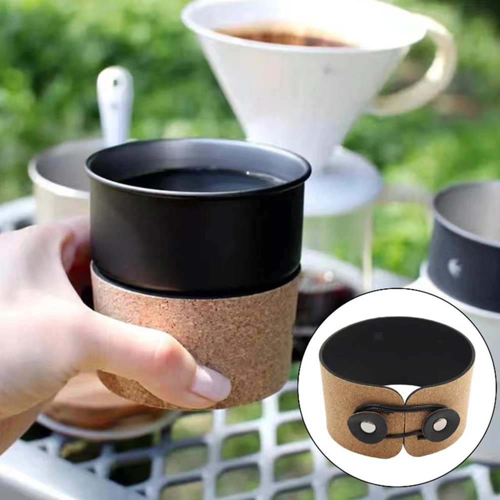 Reusable Cork PU Leather Cup Sleeve - حامل أكواب م...