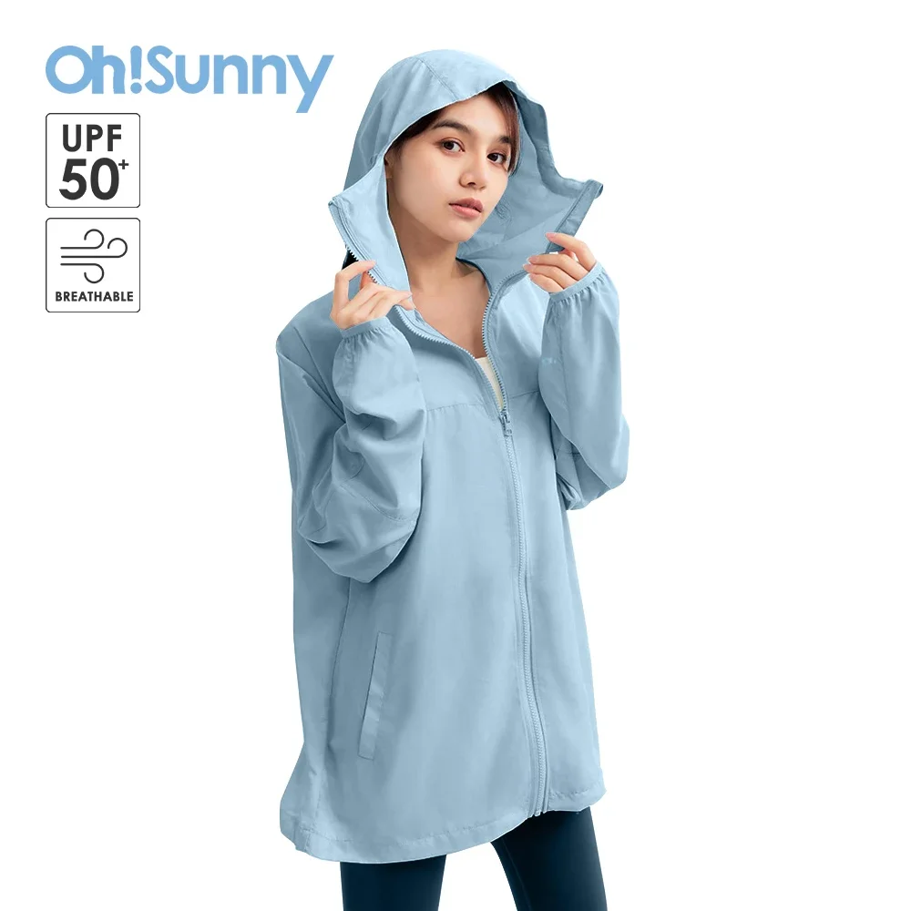 OhSunny Summer Women Anti-UV Sun Protection Clothing UPF50+ Zipper Hooded Jackets Skin Coat for Outdoor Sport Cycling Running