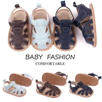 Baby Summer Sandal High Quality TPR Sole Anti-slip Toddler Beach Shoes PU Waterproof for Newborn Boys and Girls 0-9-18 Months 1