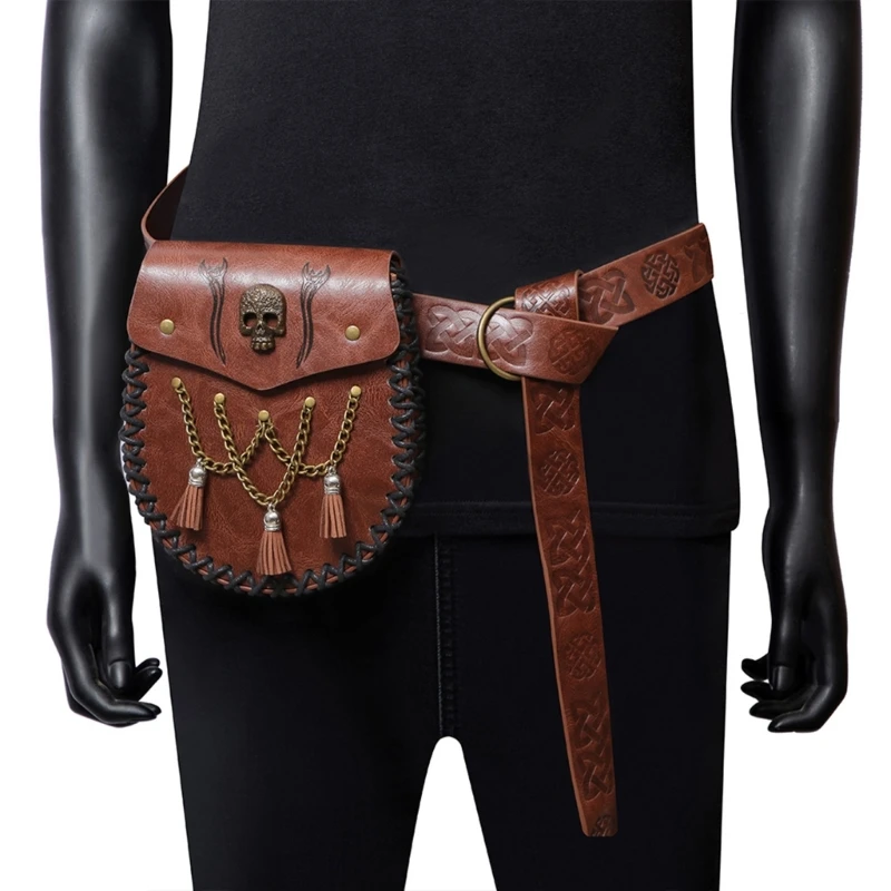 

Medieval Fauxs Leather Belt Pouches Purse Middle Ages Portable Coin Purse Belt Pouches LARP Costumes Gifts