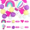26Pcs/Set Baby Silicone Beads Teether Teething Rainbow Hot Air Balloons Beads Beads BPA Free For Makeing Pacifier Clips Necklace 1