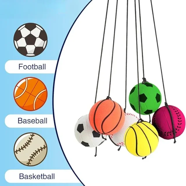 1-64PCS New Elastic Return Sponge Ball Nylon String Game Exercises Rubber Hand Ball Kids Toys Finger Band Ball Outdoor Yoga Ball 3