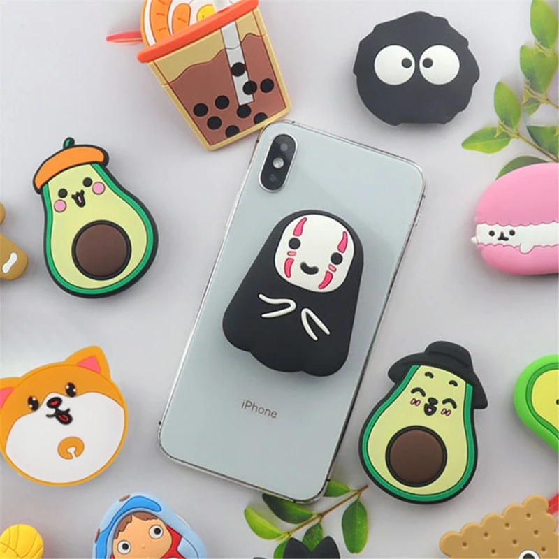 car cup phone holder Universal Cartoon Cute Avocado Stand Phone Holder Mobile Phone Stand Socket Mobile Phone Accessories Expanding Stand Phone Girp wireless charging stand for iphone and apple watch