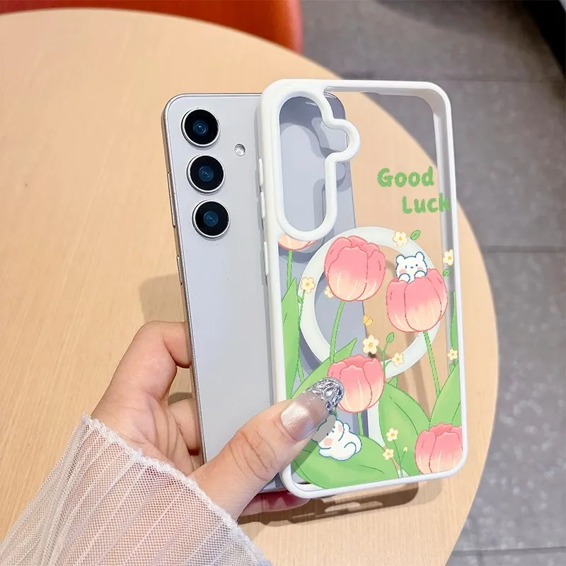 Shockproof Transparent MagSafe Magnetic Phone Case with TPU Border and PC Back Cover