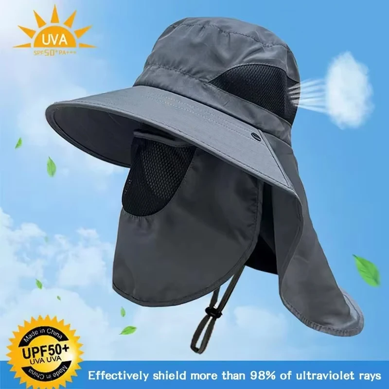 Sun Hat Summer UV Protection Outdoor Hunting Fishing Hiking Camping Sun Neckband Fisherman Hat