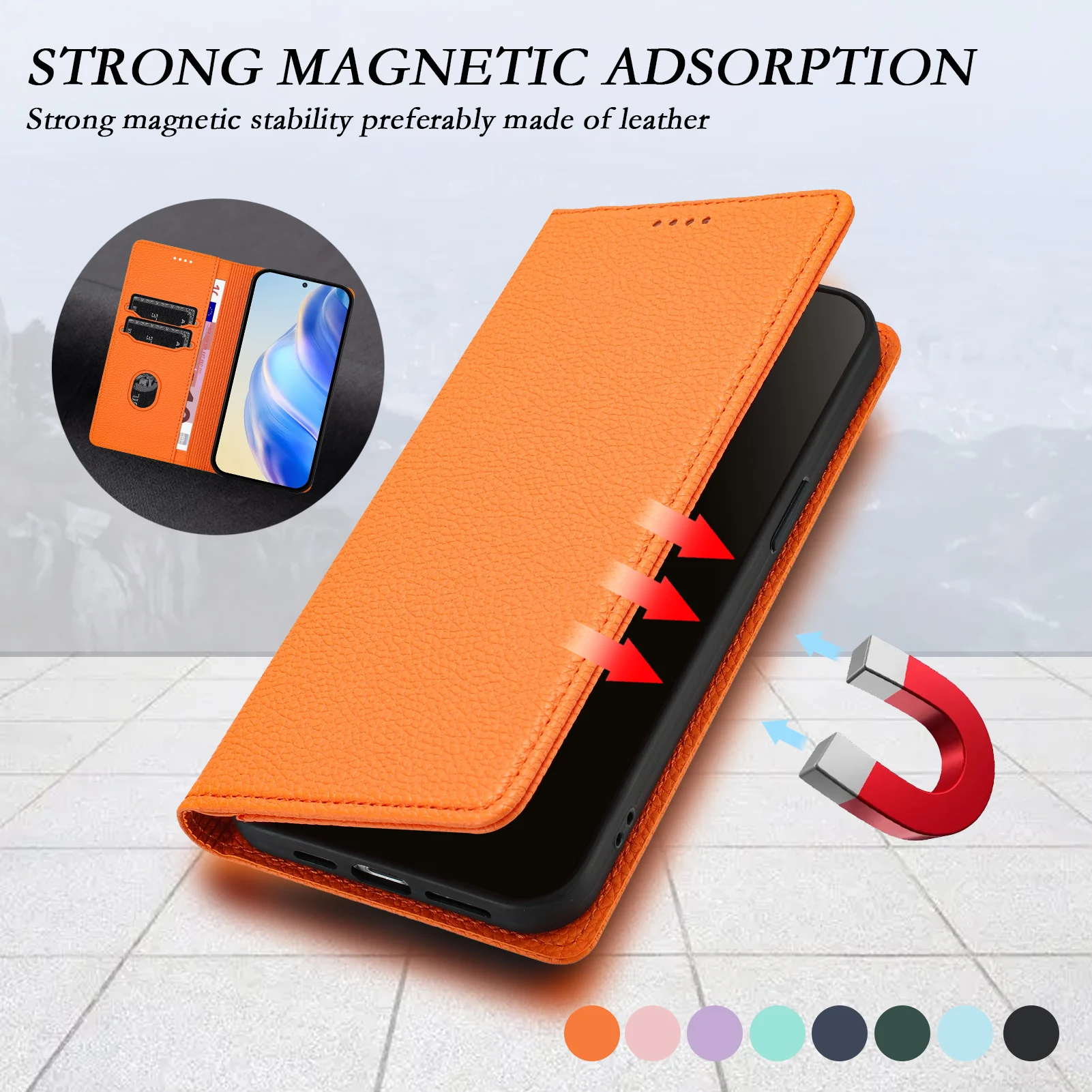 Magnetic Wallet Slots Phone Case with Back Cover