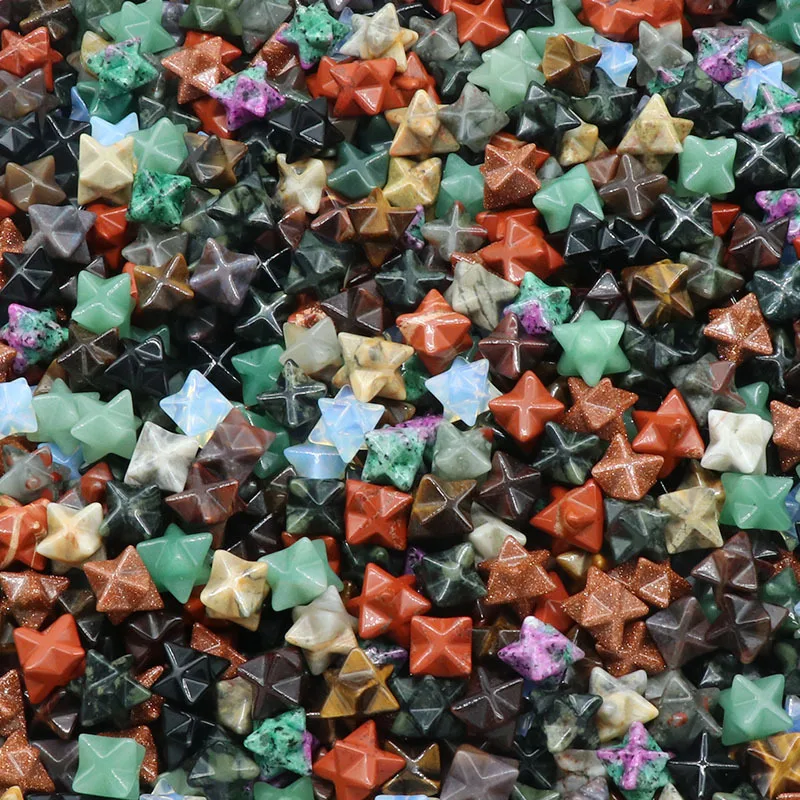 Merkaba Statue Natural Stones Carved Ornament Rose Quartz Healing Crystal Gift Room Ornament Fish Tank Decoration