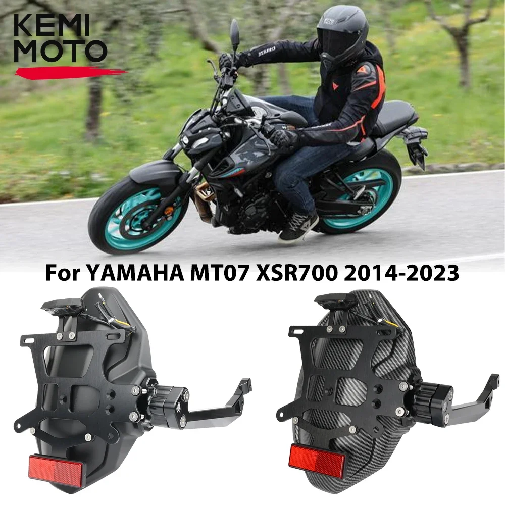 

MT-07 Motorcycle Mudguards For YAMAHA MT07 XSR700 2014 2023 Rear Mudguard Wheel Splash Guard Fender License Plate Frame KEMiMOTO