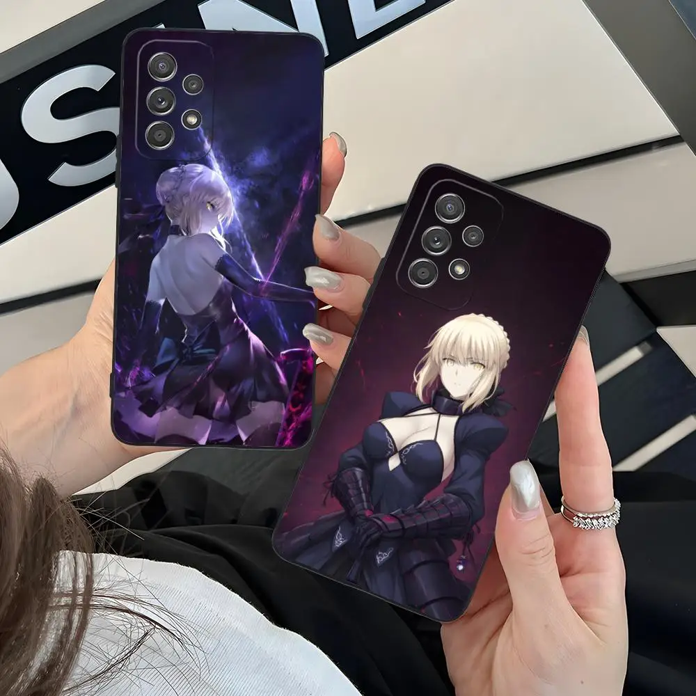 Luxurious Black Cellphone Case Featuring Fate Grand Saber Alter Design
