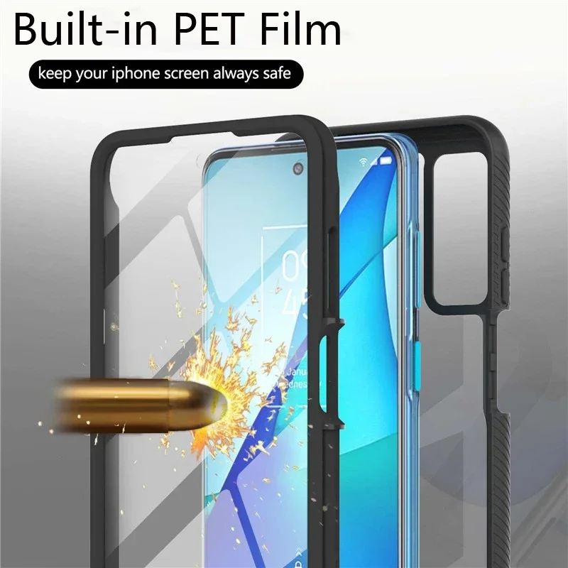 Transparent 360° Protective Bumper Case with PET Front Film and Back Cover
