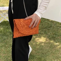 Corn Husk Weave Dinner Clutch Bag Women's Fashion Simple Solid Straw Large Purse Woman Summer Casual Vacation Ladies Wallet 2023 - Image 2