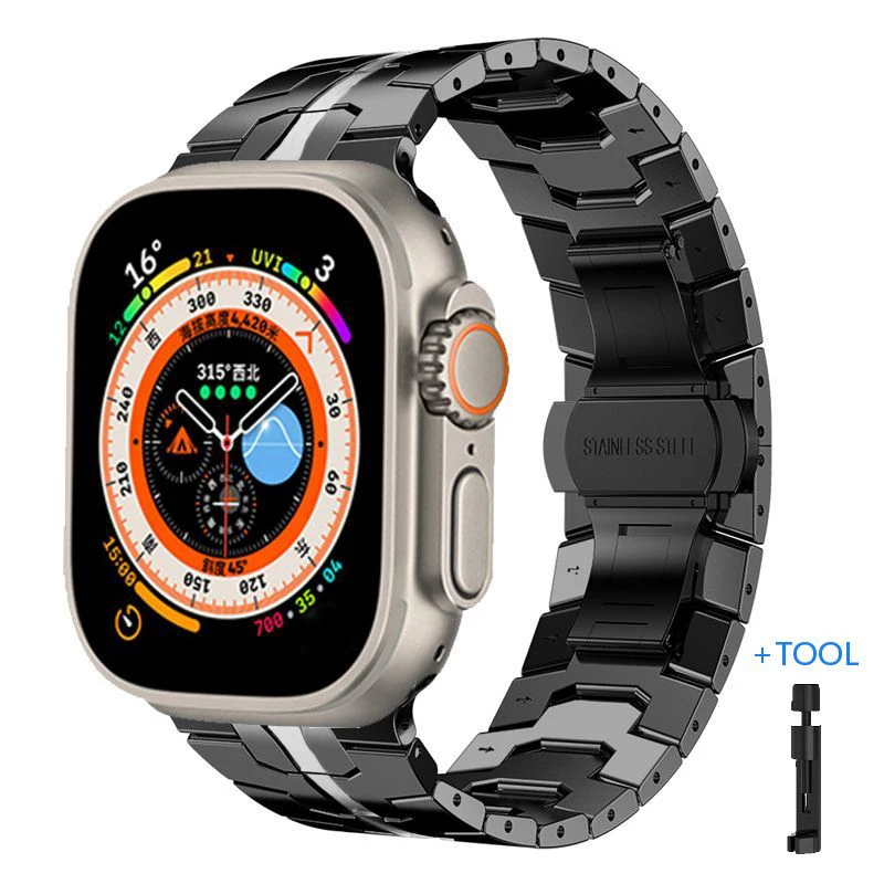 Elegant Stainless Steel Watch Band - Luxury Metal Bracelet Strap