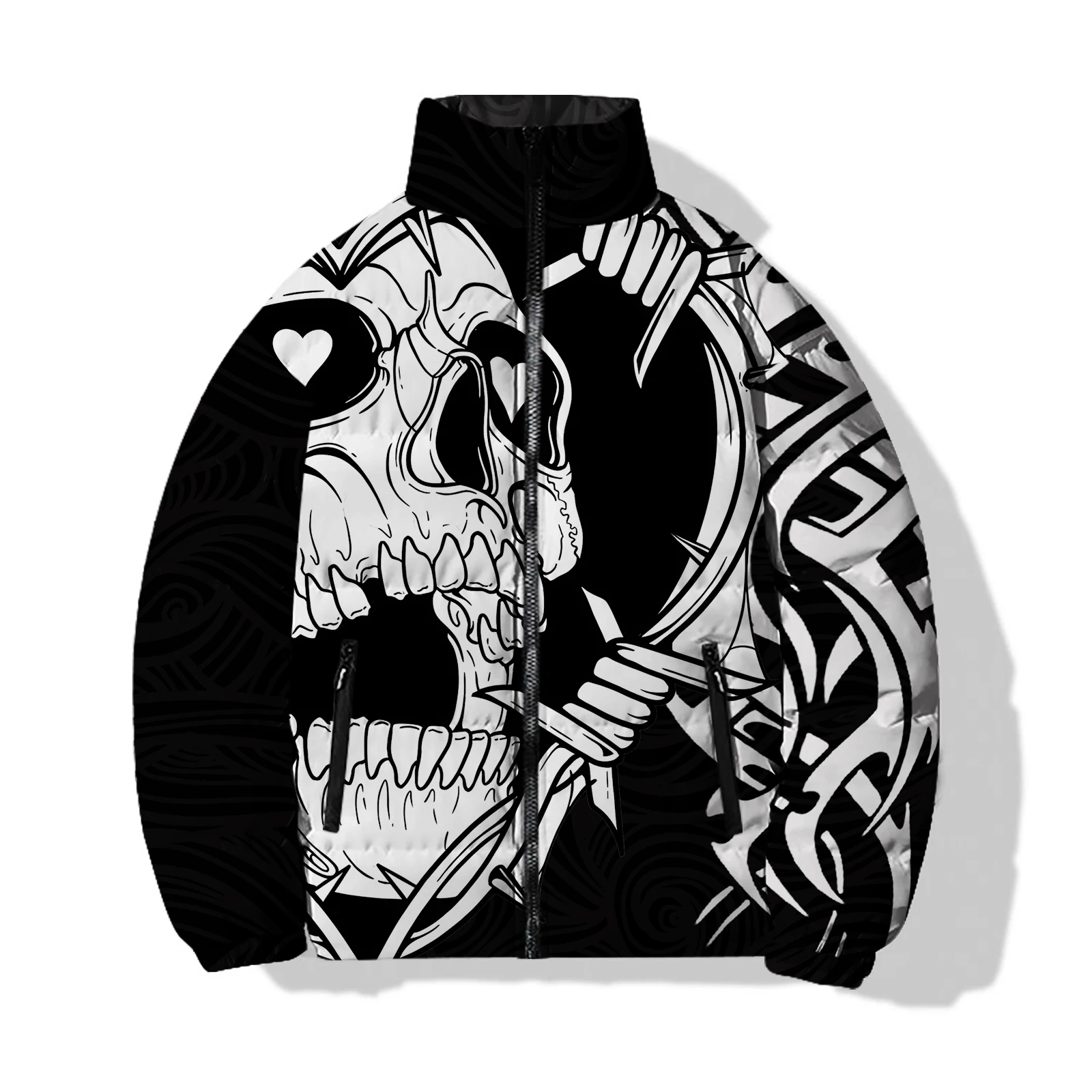thumbnail image 1 of Abrigo frío fresco para hombre para invierno Chaquetas para hombre 2024 Esqueleto Cómodo y cálido Parka con impresión digital 3D Invierno Hombre Rosas Perro, 1 of 4