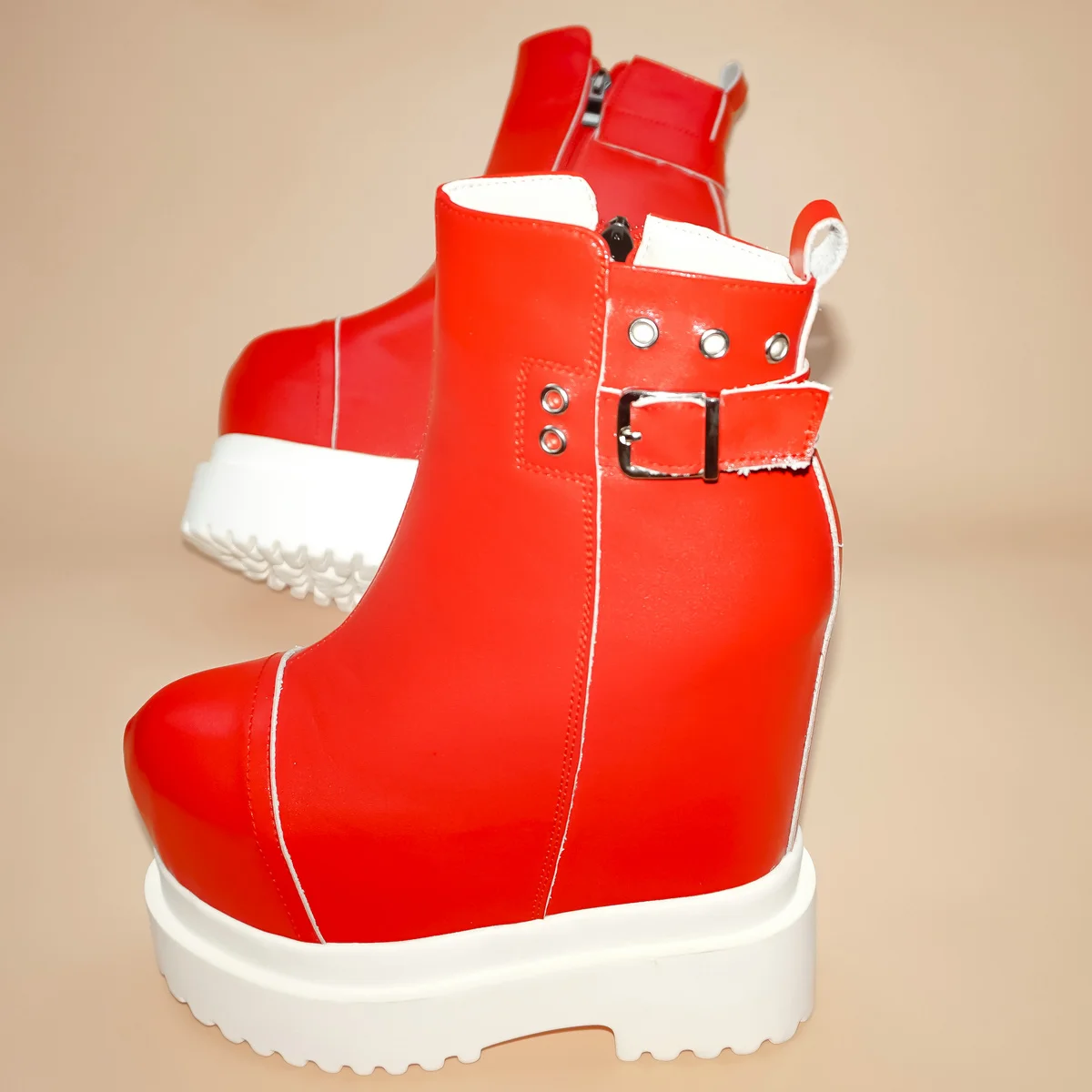 Wintergröße 33, klobige Turnschuhe für Damen, Größe 41, echtes Leder, Keilabsatz, Plattform, Schneestiefel, US 9, höhenvergrößernde Pumps – Detail 3