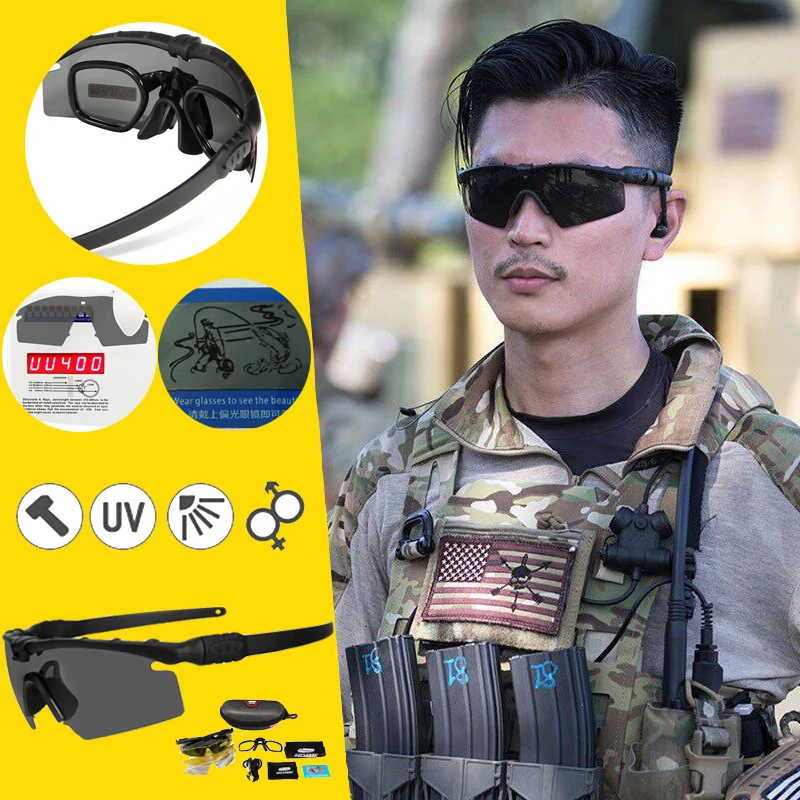 Gafas de polarizadas para hombre y mujer, lentes militares de protección antibalas 3,0, para tiro de Paintball, ciclismo de montaña - AliExpress