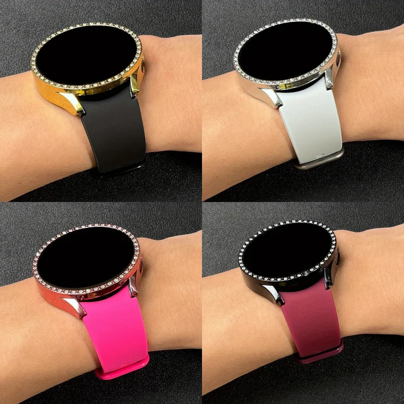 Elegant Strap and Diamond-Accented Case for Smartwatches - Set of 2