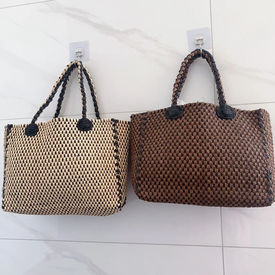Lafite Grass Patchwork Woven Bag Women LuxuryCasual Tote Female Fashion Summer Beach Handbag Shoulder Shopping Bag