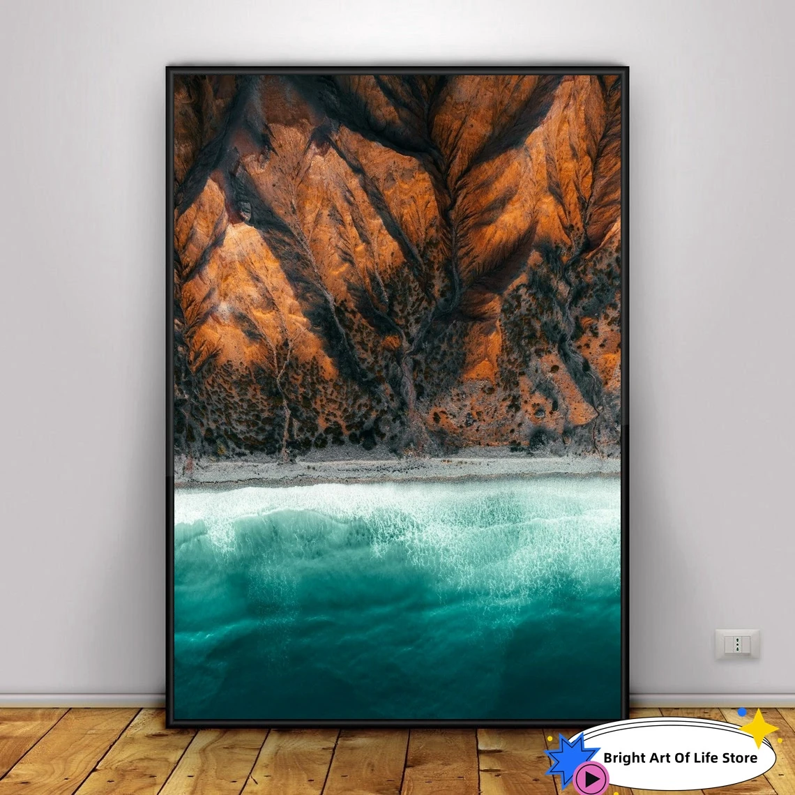 

Sellicks Beach Art print, Orange hills and teal ocean art from South Australia, photography Wall Print Poster, Art Poster