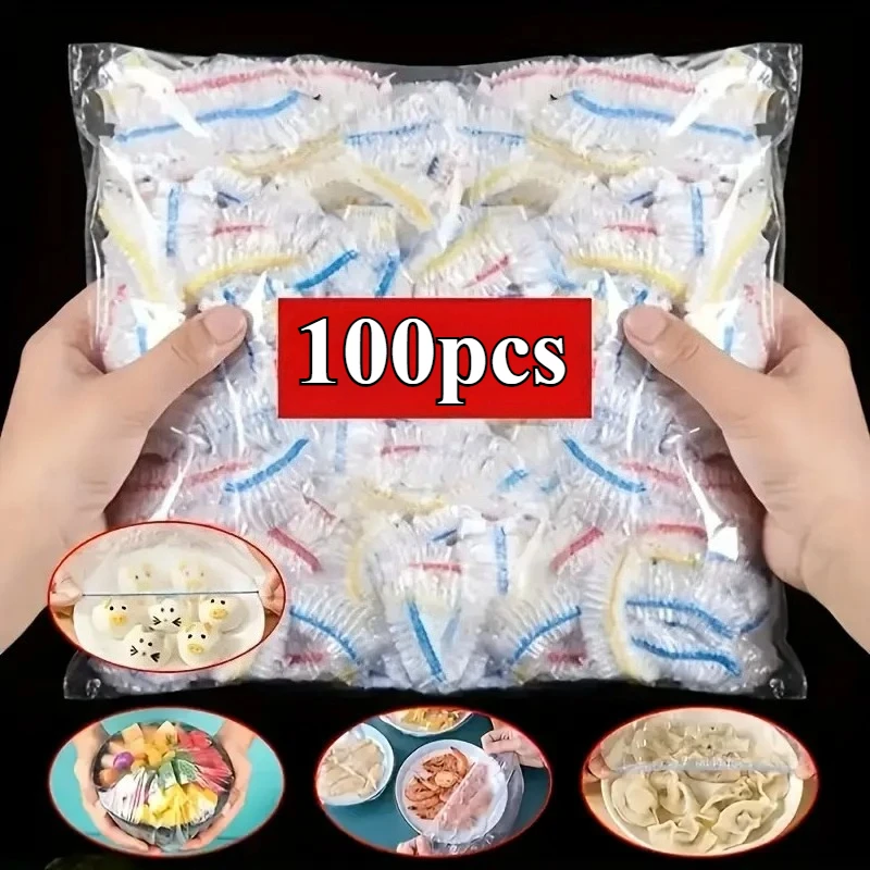 100pcs Stretchable Transparent Food Wrap, Multi-Purpose Kitchen Plastic Cling Film, for Restaurant, Picnic, Fits All Plate Sizes 100pcs Stretchable Transparent Food Wrap, Multi-Purpose Kitchen Plastic Cling Film, for Restaurant, Picnic, Fits All Plate Sizes