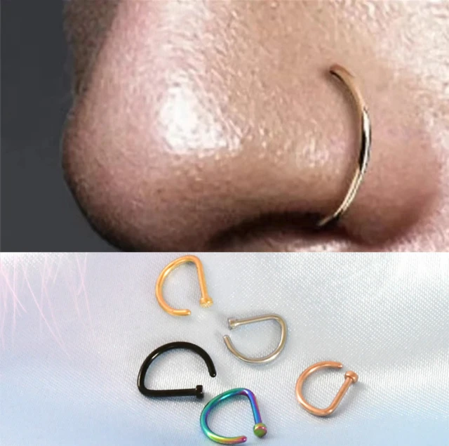 Golden Chakra Sparkle L-Shaped Nose Ring-Clear Gem - BM25.com