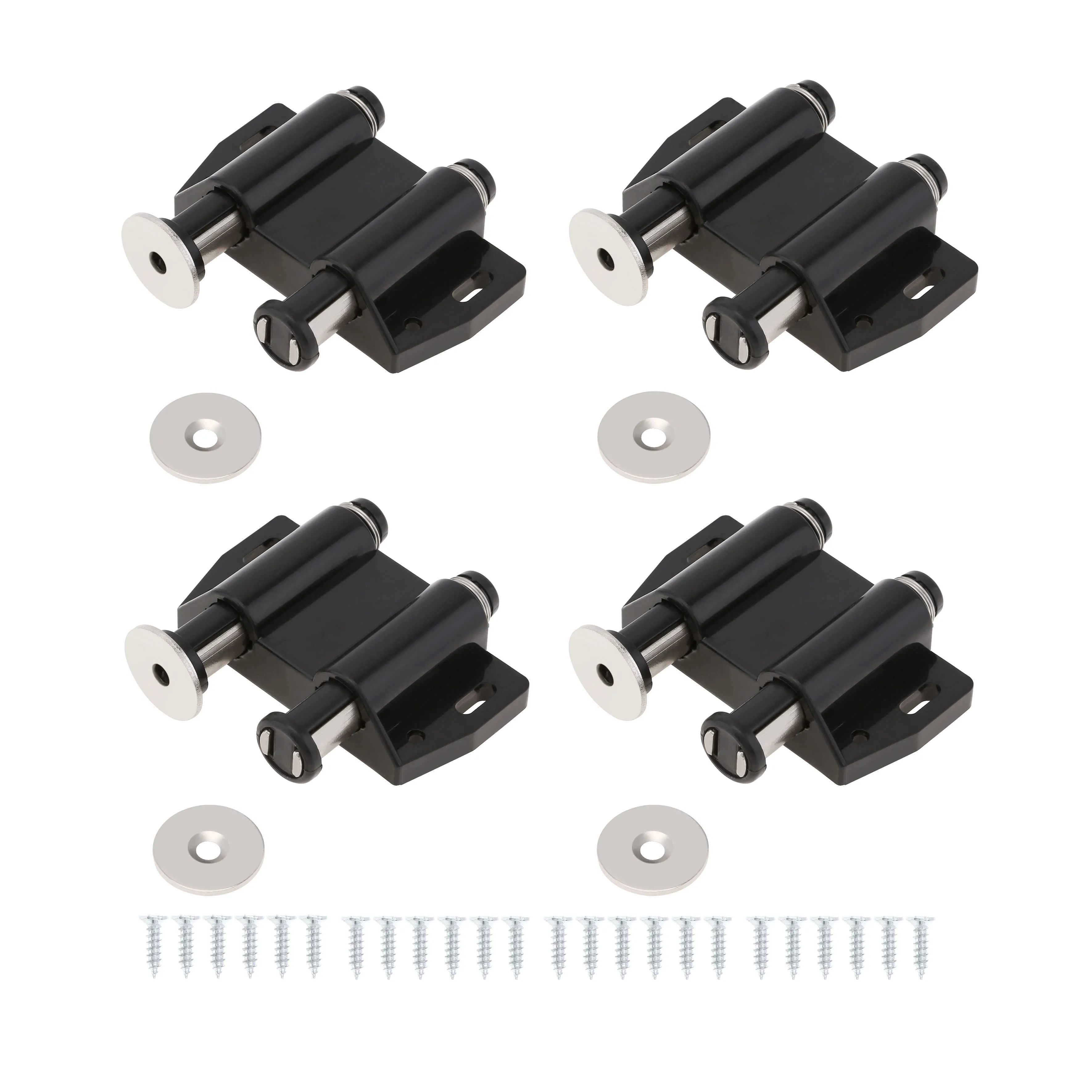 4pcs Pressed Double Round Head Magnetic Catch Push Touch Latch for Cabinet Closet Cupboard Push Release Opener Door Magnets