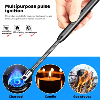 1/2/5pcs Windproof Kitchen Electric USB Lighter Candle BBQ Gas Stove Ignition Gun Camping Rechargeable Arc Flameless Lighter 1