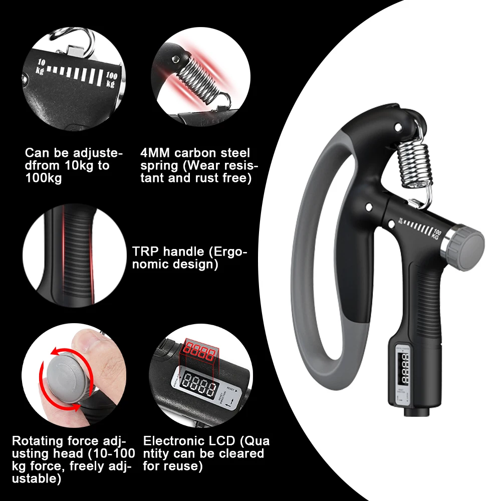 Hand Exerciser 10-100Kg Adjustable Heavy Hand Exerciser Grip Wrist Training Increase Strength Spring Finger Pinch Expander