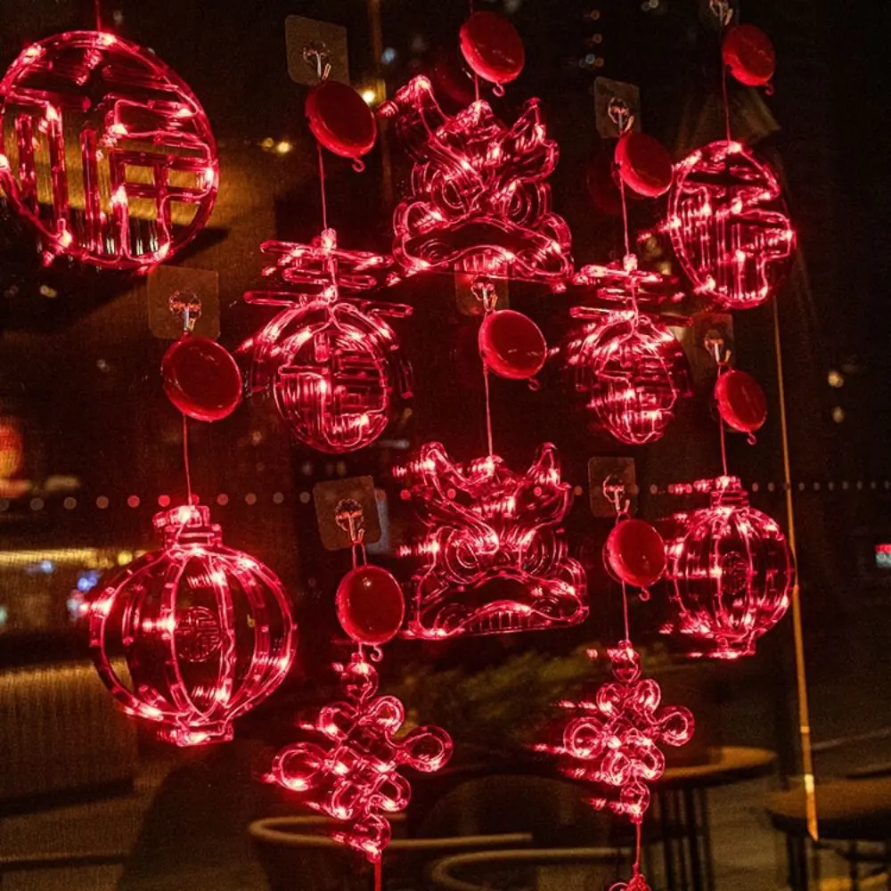 

Hanging New Year Suction Cup Lamp Good Luck Glowing Spring Festival Window Lights LED Acrylic Window Hanging Lights