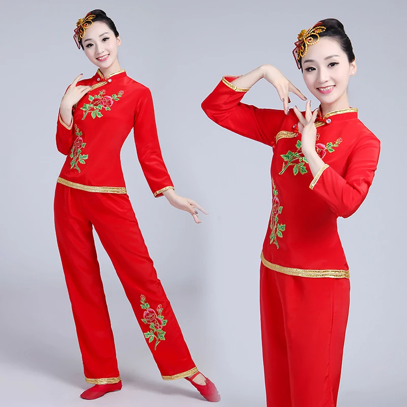 new ancient chinese costume women folk dance lion for woman hanfu women new year Fan Yangko Stage clothing dragon Younger
