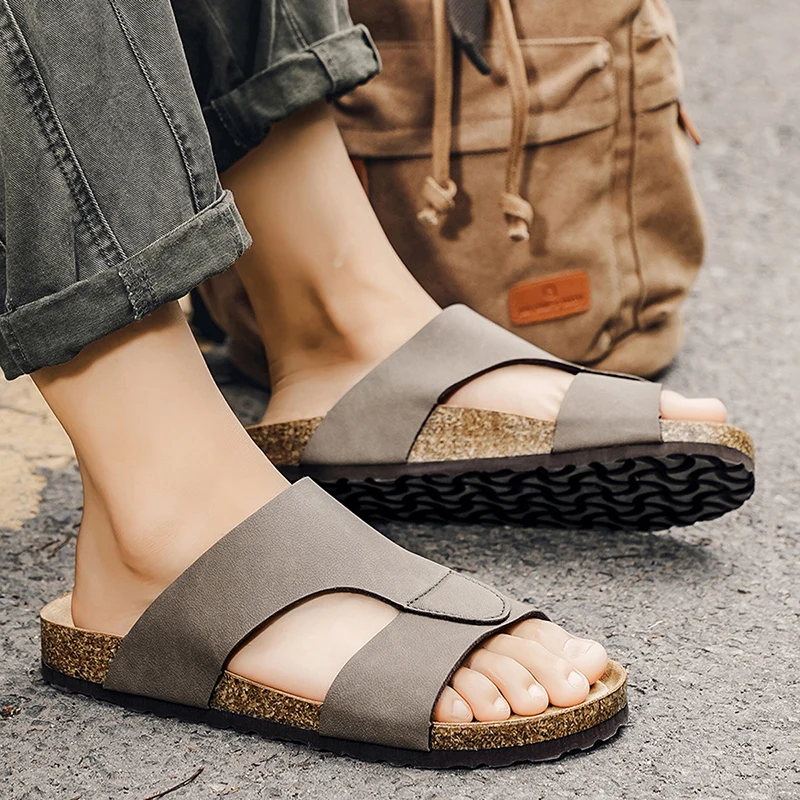 Men's Summer Cork Clogs, Anti-slip Casual Outdoor Slides_voghion.com