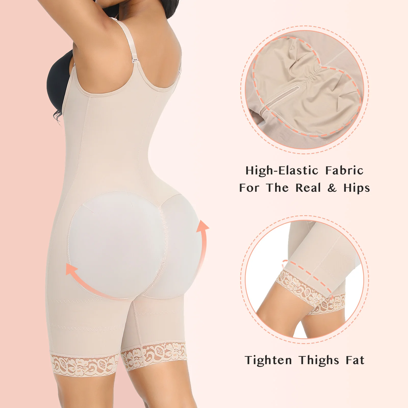 Women Body Shaper Fajas Colombianas Detachable Straps Full Body Shaper Tummy Slimming Postpartum Stage 3 Girdle Push Up Butt Lifter Shapewear