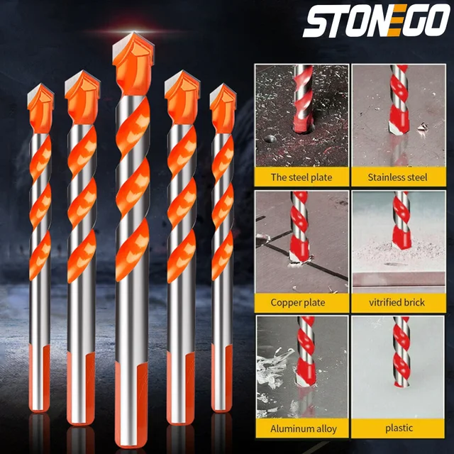 STONEGO 5 pièces forets multifonctionnels carreaux de mur en céramique marbre verre trou de poinçonnage scie de travail forets 6mm/8mm/10mm/12mm 1