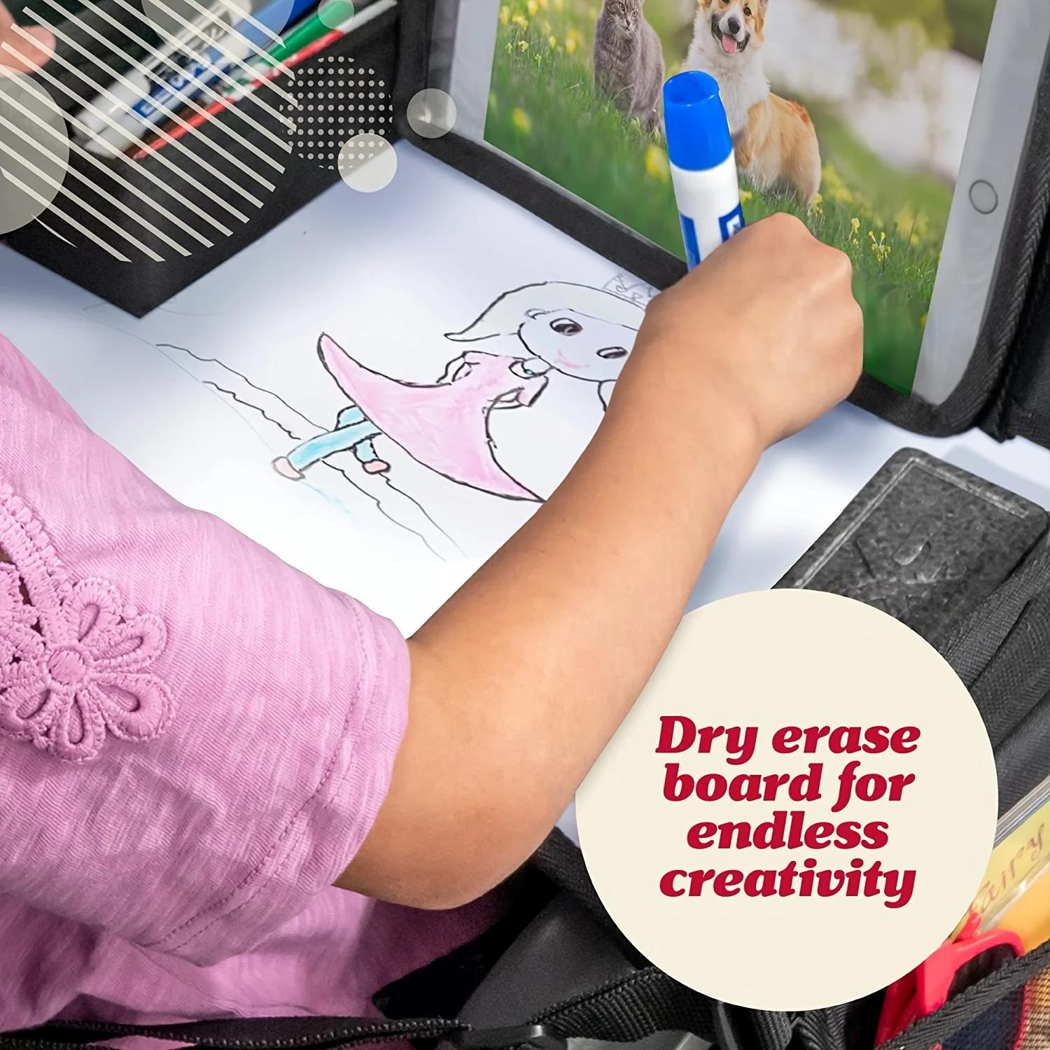Road Trip Essentials Kids Travel Tray For Car Seats Large Activity Lap Tray Table Pocket Organizer children car seat tray