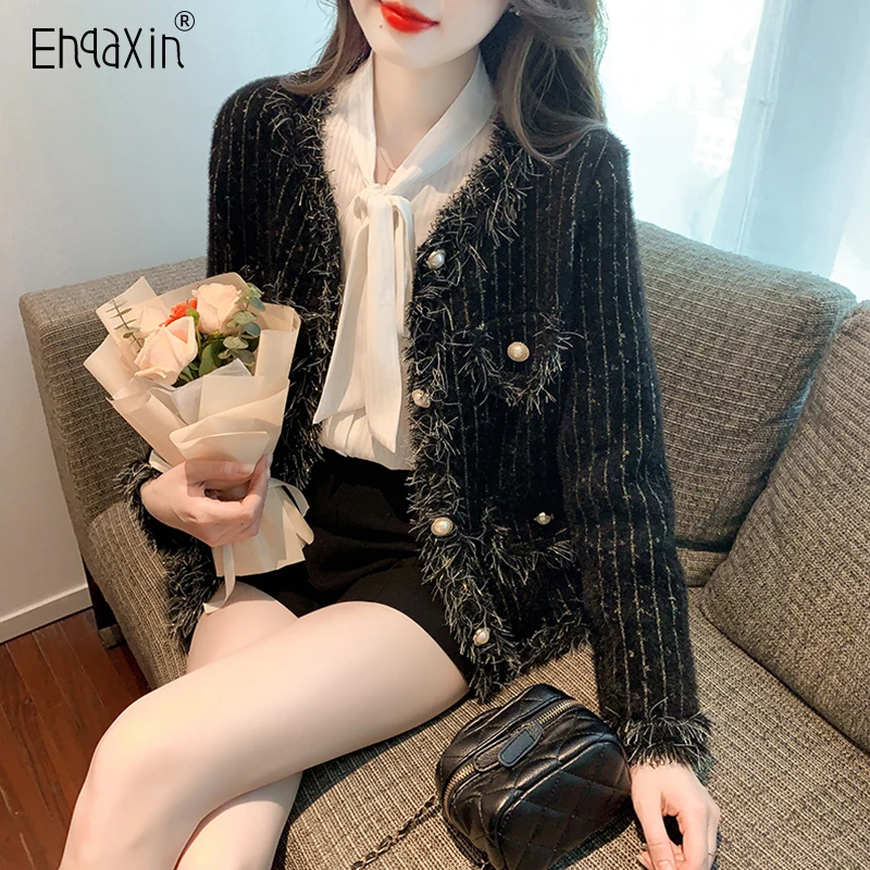 EHQAXIN 2022 Womens Thickened Sweater Autumn Winter Fashion New V-Neck Button Imitation Mink Fleece Loose Knitwear Coat One Size womens winter fashion imitation mink waist belt velvet mohair knit sash belt lace up fuzzy ribbon belt robe coat decor waistband