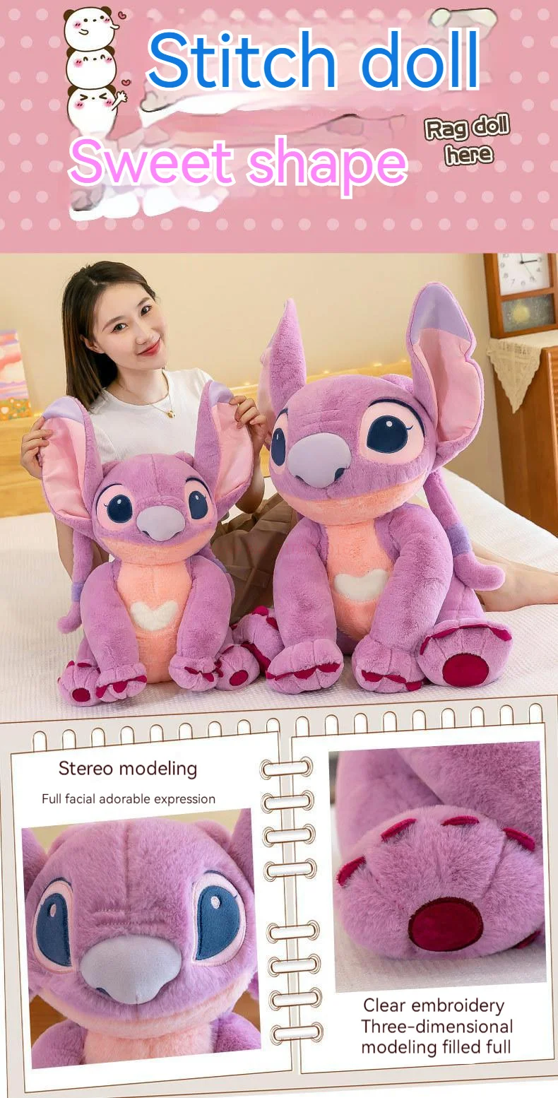 disney cartoon kawaii lilo ponto rosa anjo pelúcia brinquedos dormindo travesseiro presentes de aniversário para crianças amigos